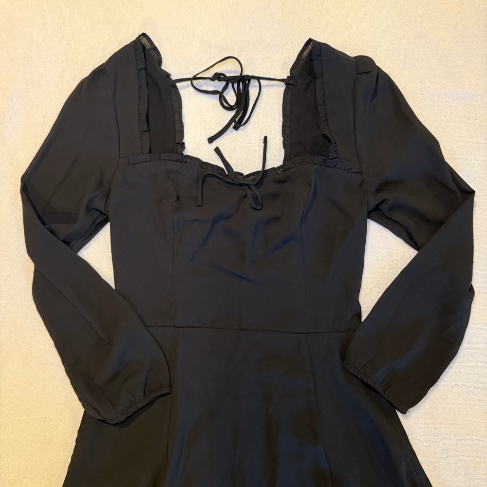 Abercrombie & Fitch Black Loose Long Sleeve Flared Mini Dress